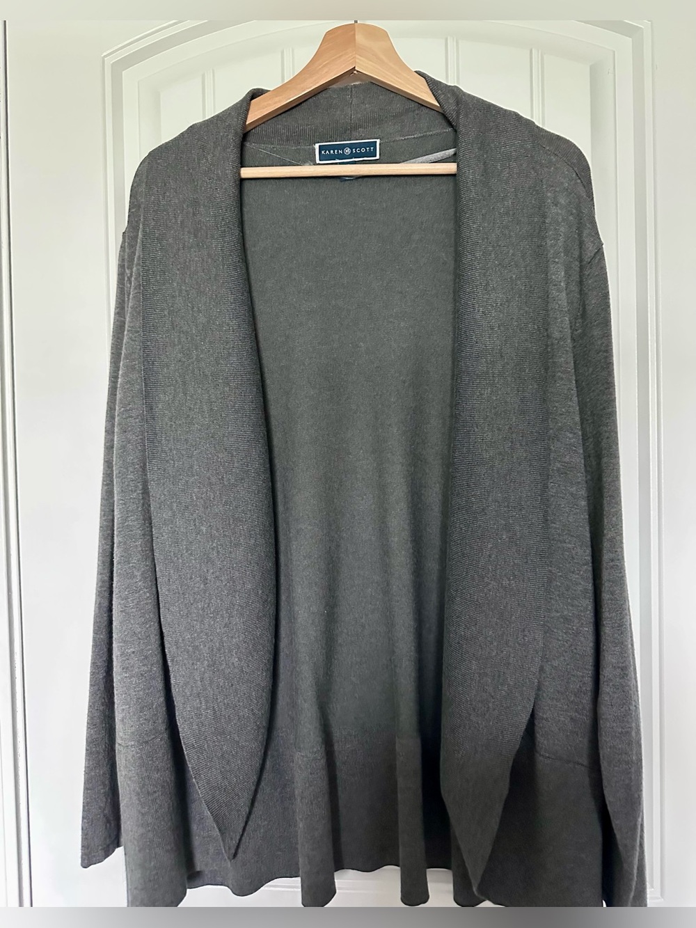 Karen Scott Open Front Cardigan Sweater 2X Lightweight Layering Top